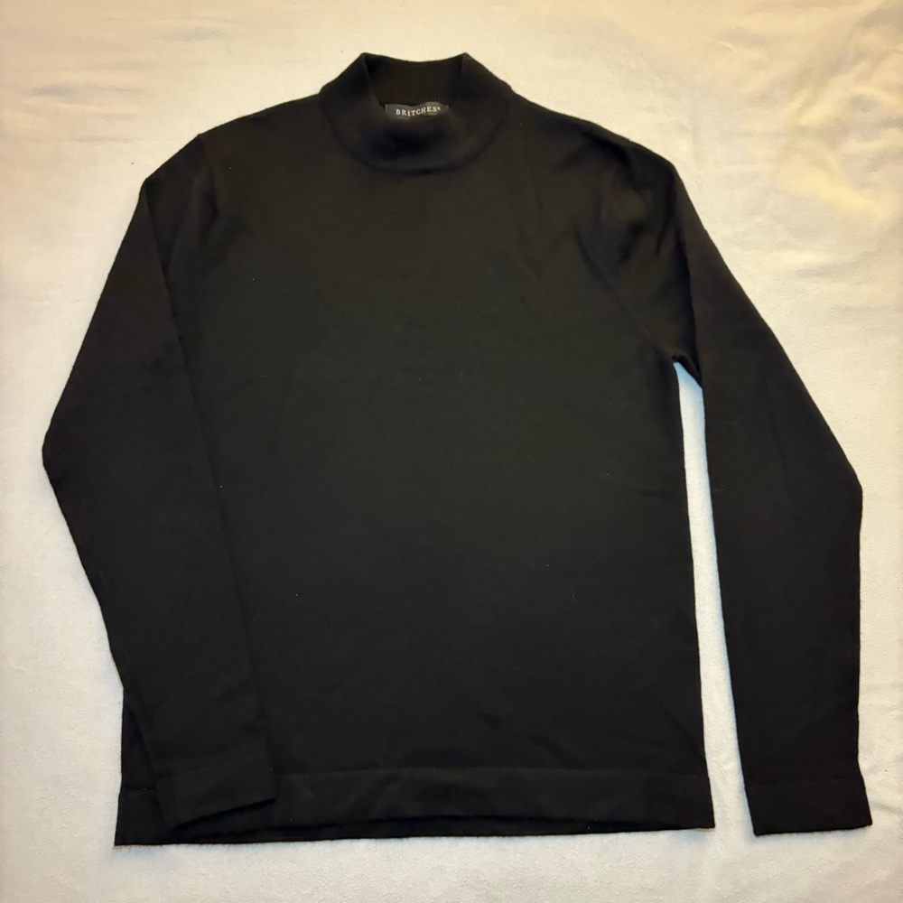 Britches Merino Wool Blend Women’s‎ Mock Neck Sweater Small. Classic Monochrome